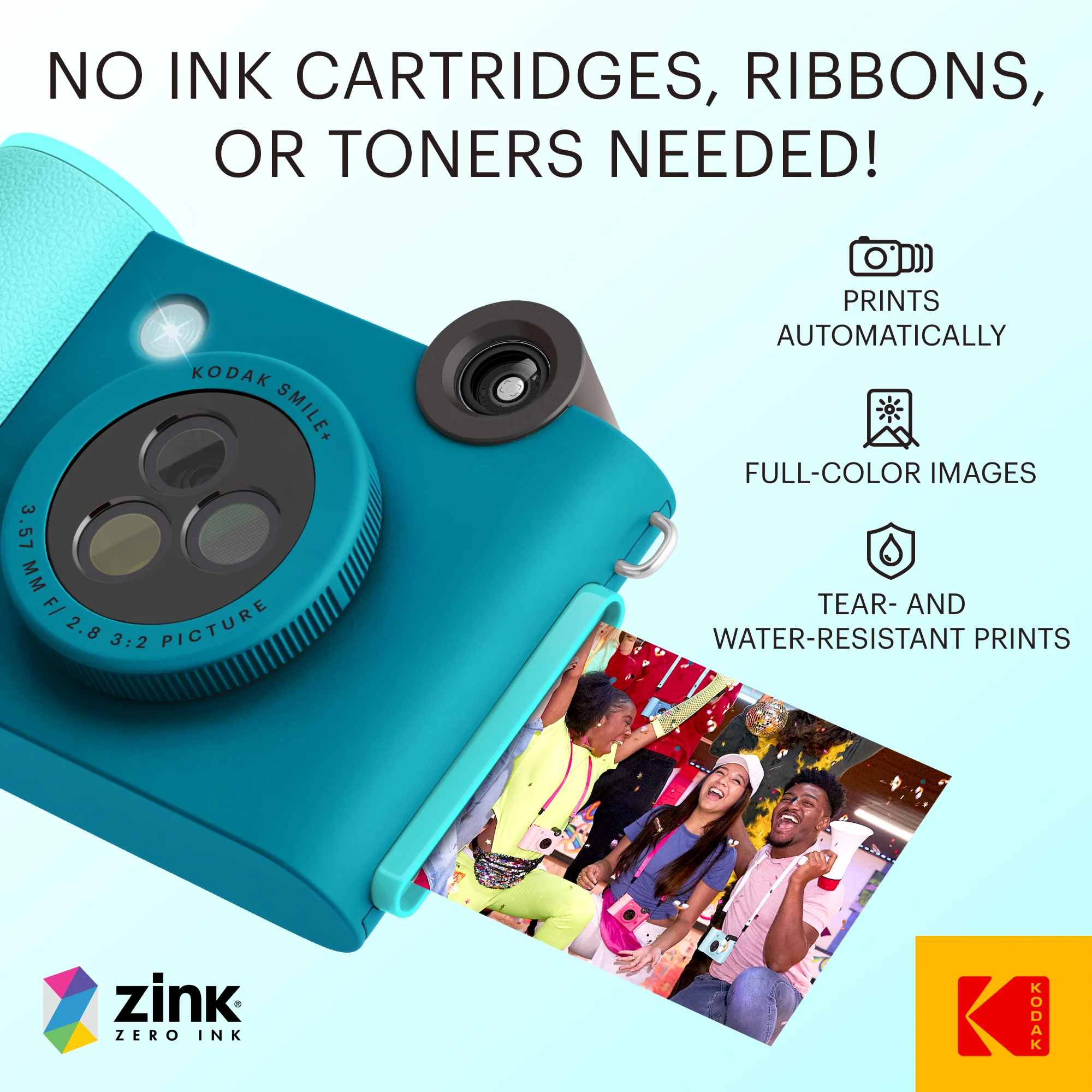 KODAK Smile+ Wireless Digital Instant Print Camera with Effect-changing Lens - Blue