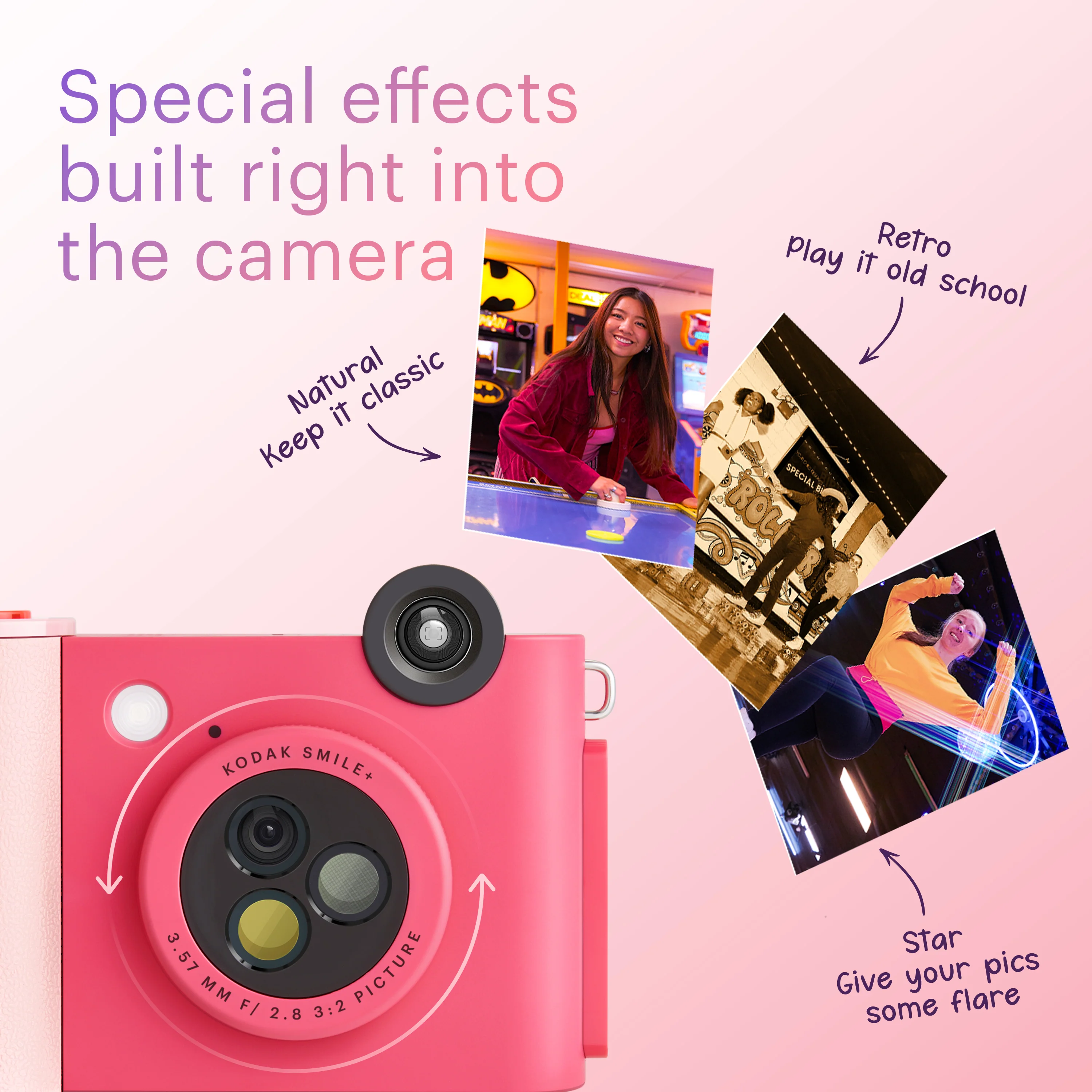 KODAK Smile+ Wireless Digital Instant Print Camera with Effect-changing Lens - Fuchsia 3 KODAK Smile+ Wireless Digital Instant Print Camera with Effect-changing Lens - Fuchsia