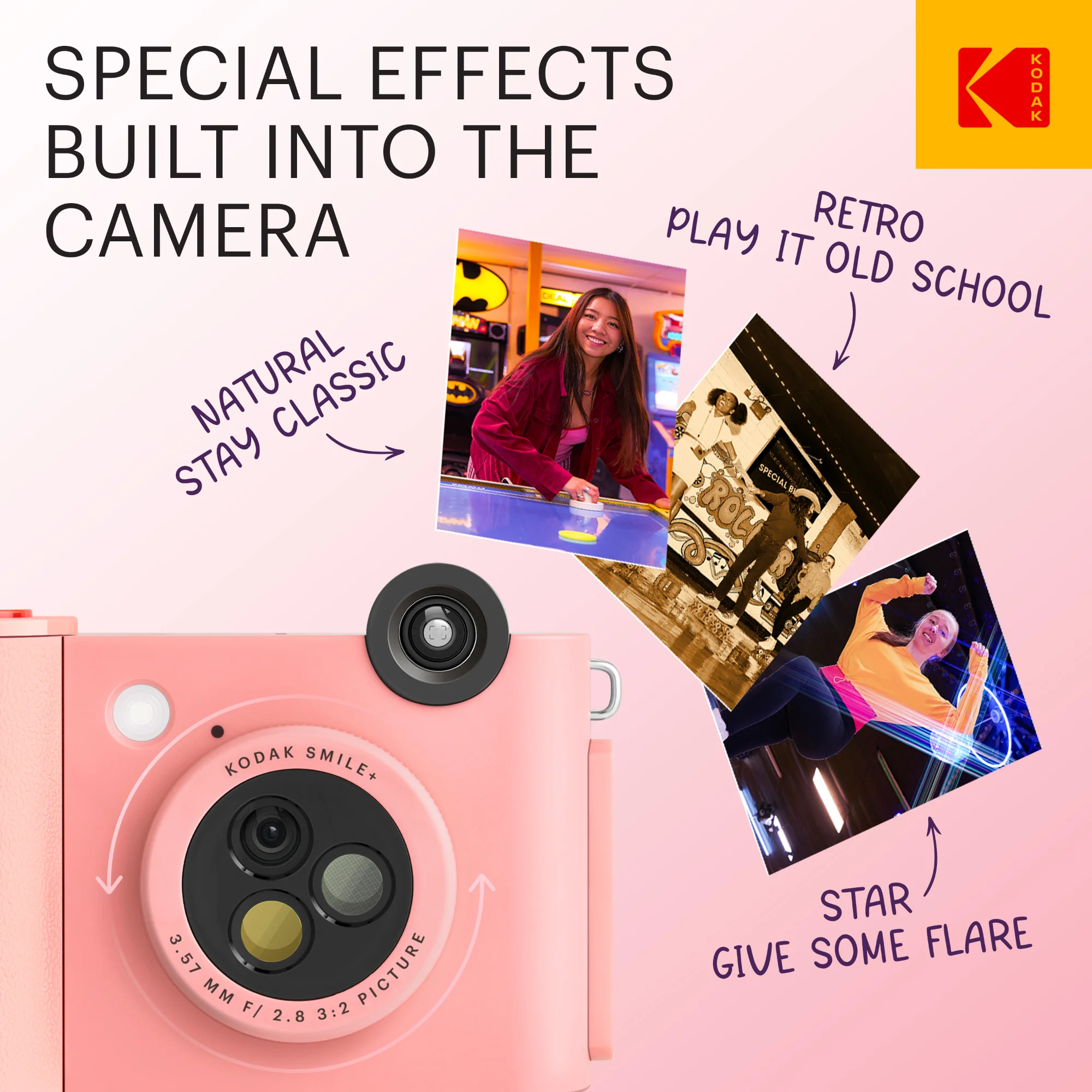 KODAK Smile+ Wireless Digital Instant Print Camera with Effect-changing Lens - Pink 3 KODAK Smile+ Wireless Digital Instant Print Camera with Effect-changing Lens - Pink