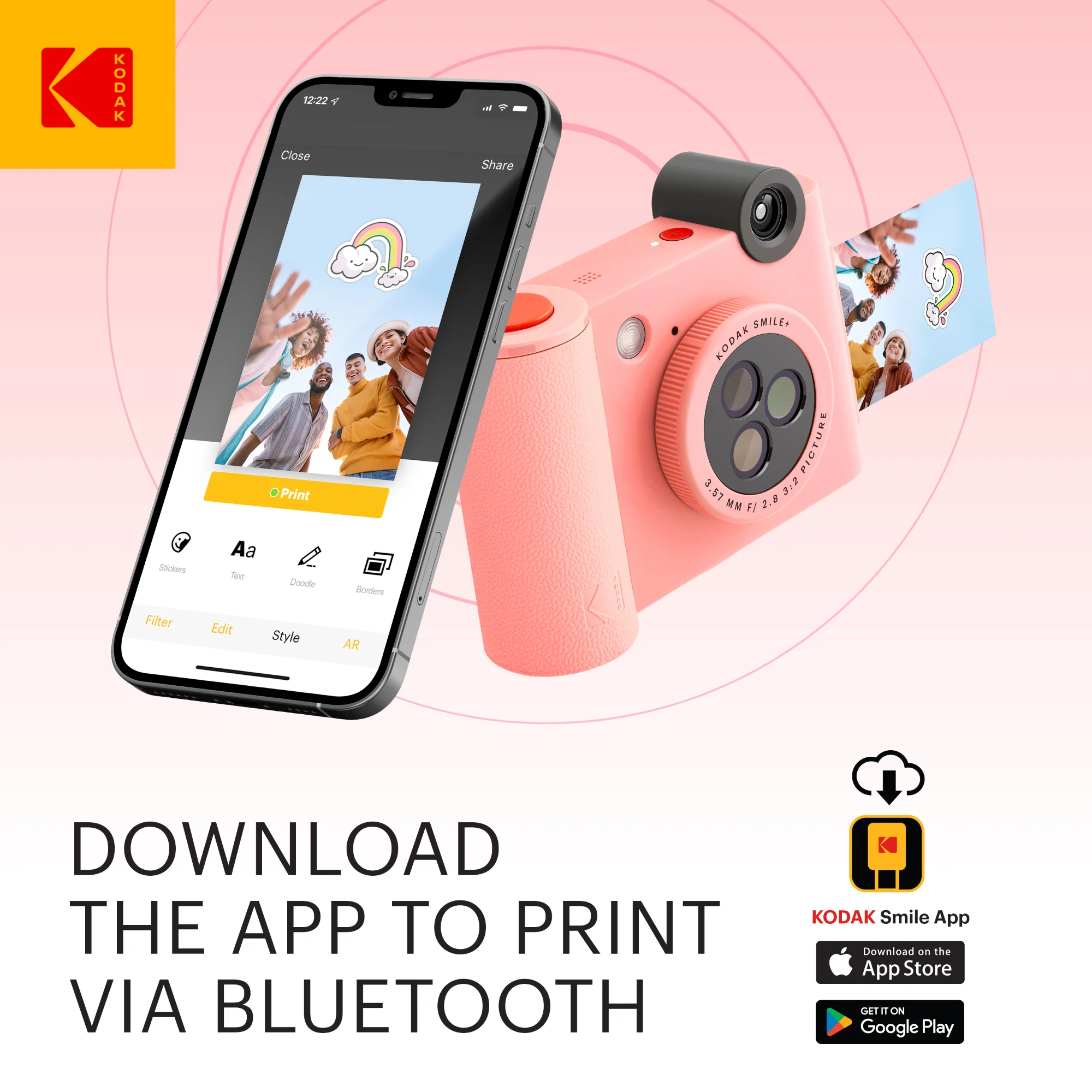 KODAK Smile+ Wireless Digital Instant Print Camera with Effect-changing Lens - Pink 4 KODAK Smile+ Wireless Digital Instant Print Camera with Effect-changing Lens - Pink