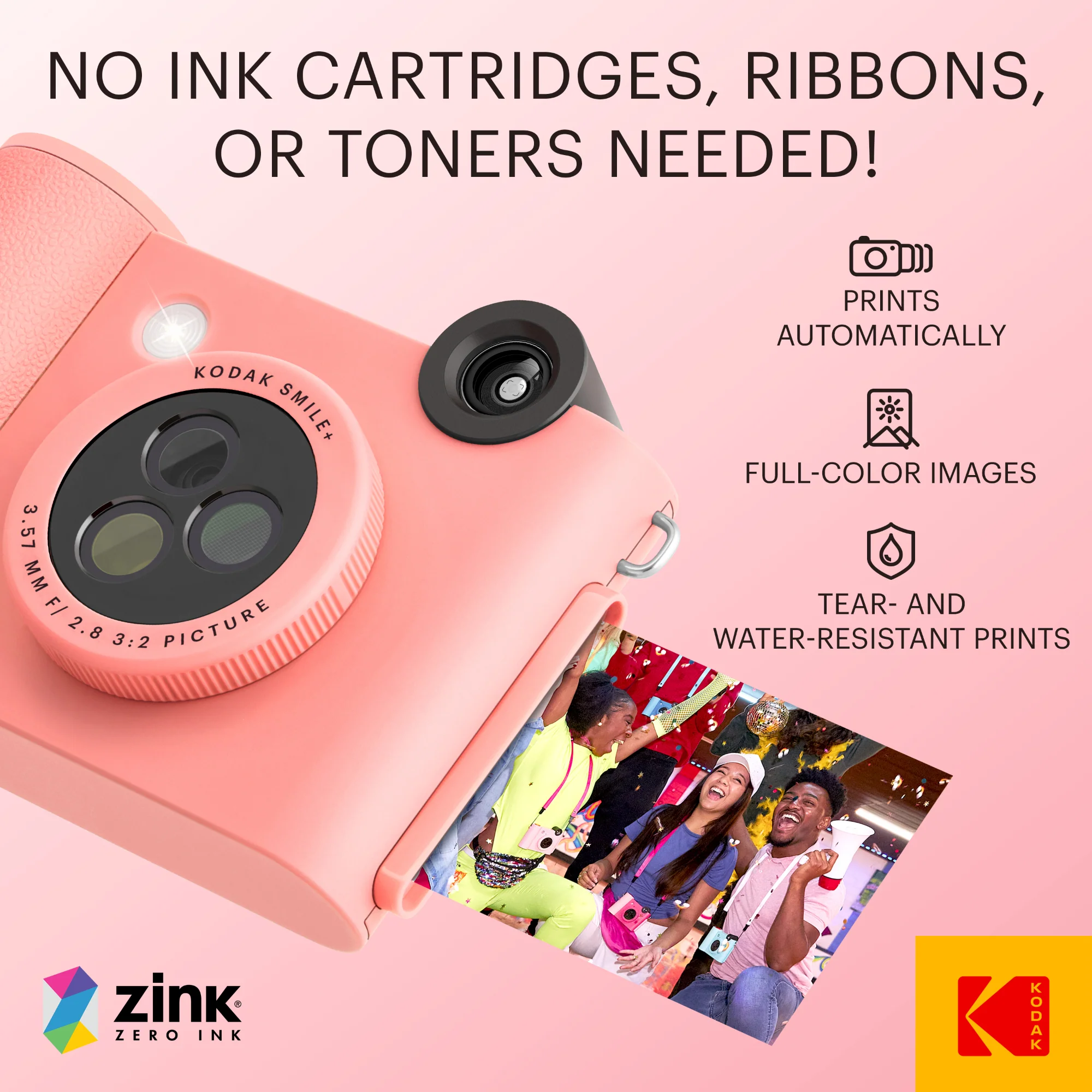 KODAK Smile+ Wireless Digital Instant Print Camera with Effect-changing Lens - Pink 5 KODAK Smile+ Wireless Digital Instant Print Camera with Effect-changing Lens - Pink